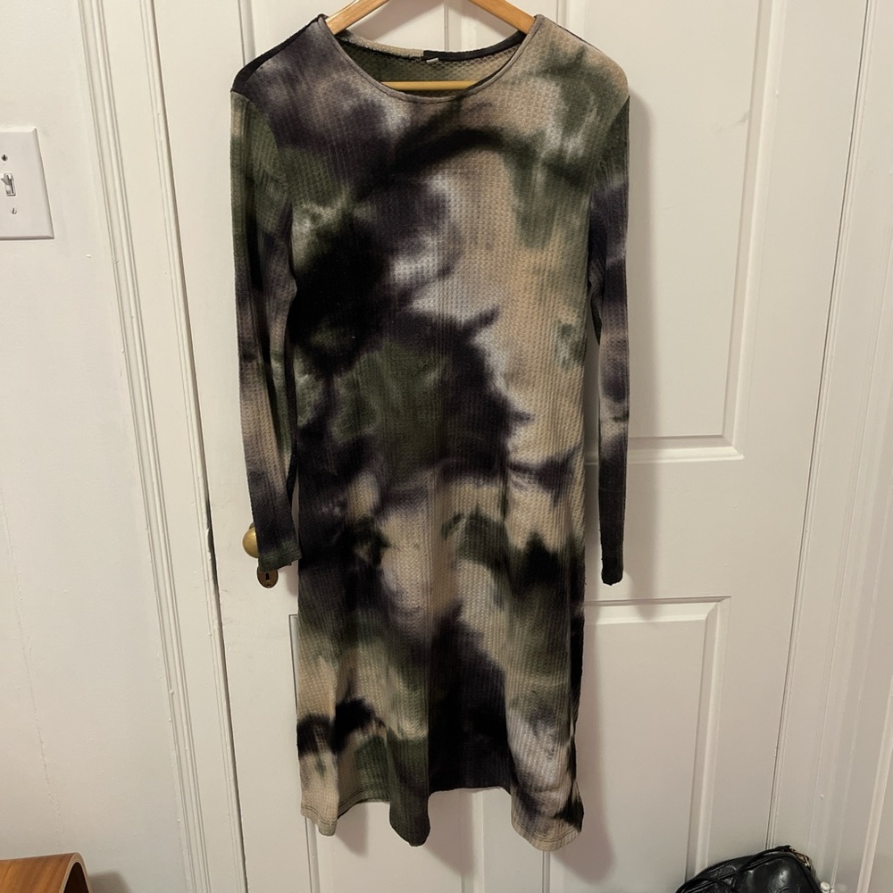 Stylish Tie-Dye Long Sleeve Dress